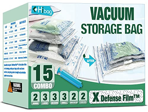 Vacuum Storage Bag, Vacuum Seal Bag for Moving, Storage and Shipping (15 Combo)