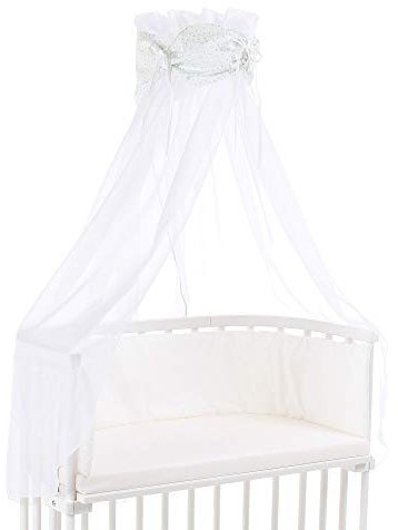 babybay Himmel Organic Cotton mit Schleife passend für die Modelle Original, Maxi, Boxspring, Comfort, Comfort Plus und Midi, weiß Glitzersterne mint