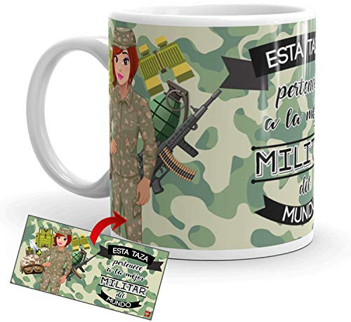 Kembilove Taza de Café de la Mejor Militar del Mundo – Taza de Desayuno para la Oficina – Taza de Café y Té para Profesionales – Taza de Cerámica Impresa – Tazas para Militares de 350 ml