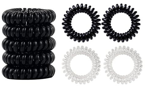 ZITFRI Spiral Haargummi 16 Stück Elastische Haargummis für Mädchen Damen und Herren - Haargummi Transparent Schwarz Haarbänder Frauen Telefonkabel Zopfgummis, Schonend zum Haar