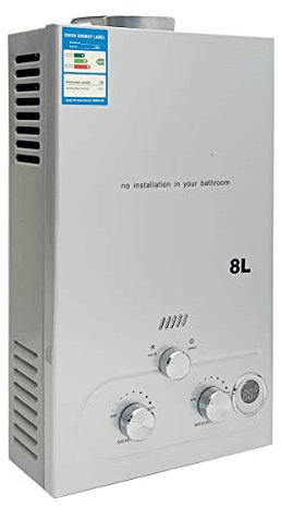 Cozyel 8 litros Calentador de agua a Gas GLP Propano 8 L 16KW Para el la casa Viaje Caravana Barco Camping Coche