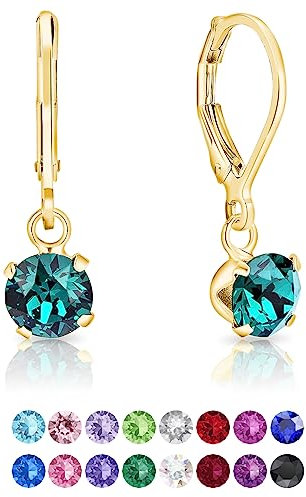 Orecchini Pendenti Donna Argento 925 Placcati Oro 24K - Orecchini Smeraldo - Orecchini a Monachella - Orecchini Brillanti con Pietre Verde Smeraldo - Orecchini Donna Verdi - Orecchini Verdi Eleganti
