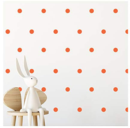 Autocollant mural à pois (112 autocollants) | Facile à décoller, coller et sans danger sur les murs peints | Déco à pois en vinyle amovible | ensemble de feuilles de papier (Orange sombre)