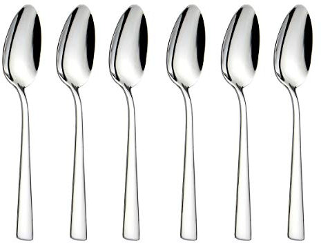 HISSF Teaspoons Stainless Steel 18/0 Tea Spoons 6 Pcs, 6.29 Inches For Home, Kitchen Restaurant, Dishwasher Safe, (square handle, Silver)