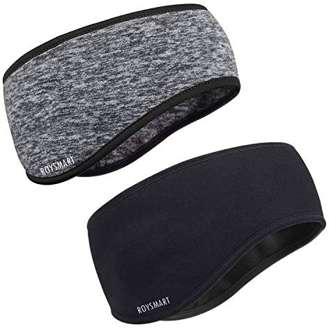 Sport Stirnband, Roysmart Stirnbänder Winter Ohrenwärmer Dehnbar Stirnband Sport Ohrenschützer Thermal Headband beim Jogging, Laufen,Wandern,Fahrrad - Stirnbänder für Damen und Herren (Schwarz + Grau)