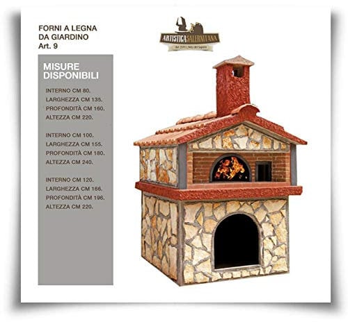 artistica salernitana Forno a Legna da Giardino per Esterno Pizza napoletana (Diametro Interno 100 cm)