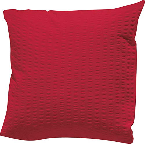Erwin Müller Kissenbezug, Kuschelkissenbezug, Kissenhülle Seersucker Uni Serie Rosenheim rot Größe 40x40 cm - pflegeleicht, bügelfrei, mit Reißverschluss