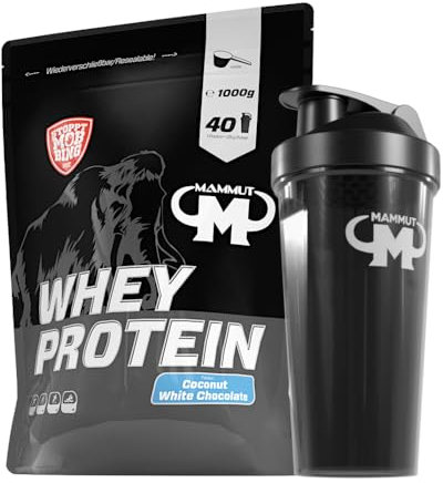 1kg Mammut Whey Protein Eiweißshake - Set (Coconut + Protein Shaker)