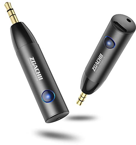 ZOACHII Aux Bluetooth Adapter, Bluetooth 5.0 Empfänger mit 3,5mm Klinke für Auto Heim Stereo Lautsprecher Musikstreaming, Freisprechanruf, Rauschunterdrückung, Metallgehäuse, [1 Stück]