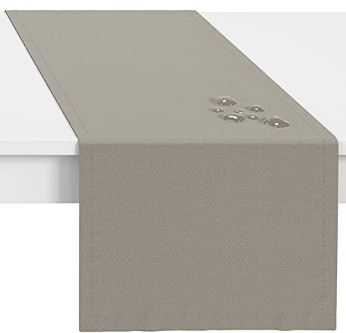 LILENO HOME Tischläufer abwaschbar [40x140cm] in Sand - Gesäumte Polypropylen Gewebe Tischläufer Tischdecke wasserdicht mit Fleckschutz