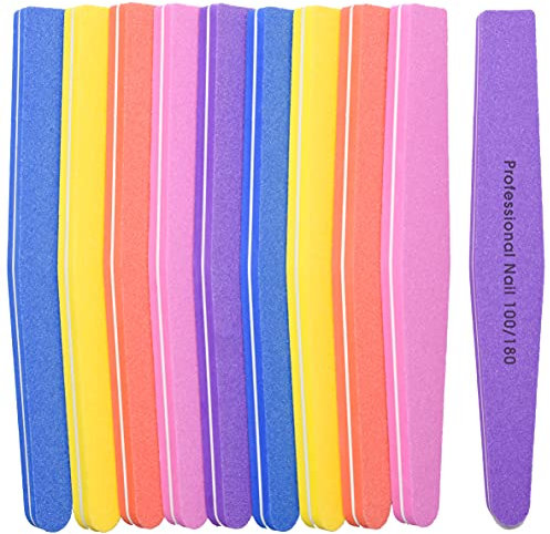 Set Lima Buffer Professionale (10 Pezzi), Bilaterale Grana Grit 100/180 per Manicure e Preparazione Unghie per Nail art e Ricostruzione Unghie Gel Smalto Semipermanente (Rombo)