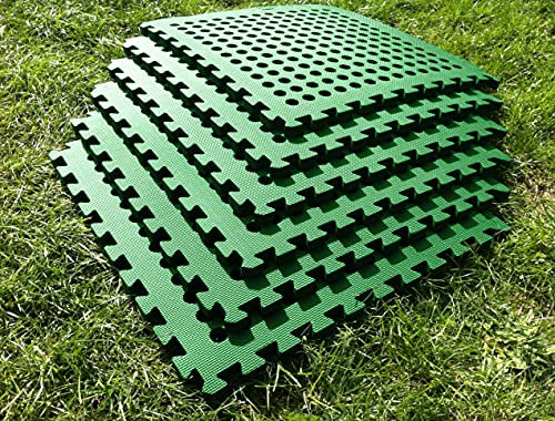 Green Outdoor EVA Foam Ground Mats Tiles - Interlocking - 6pk 24sq ft - Camping Caravan Tent Toys Trampoline Pool HotTub