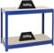 PROREGAL Banco da lavoro regolabile in altezza DINO | AxLxP 90x120x60cm | Portata 600 kg | Blu