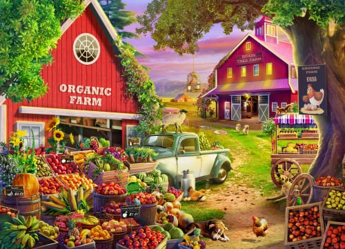 Brain Tree - Organic Farm 1000 Piece Puzzle for Adults: With Droplet Technology for Anti Glare & Soft Touch