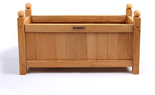 HMWD Rectangular Wooden Garden Planter Flower Pot - Outdoor/Indoor Raised Flower Bed Climbing Plants Rack for Garden, Balcony, Porch, Deep Trough Box (H34*L60*xW20 cm - Medium)