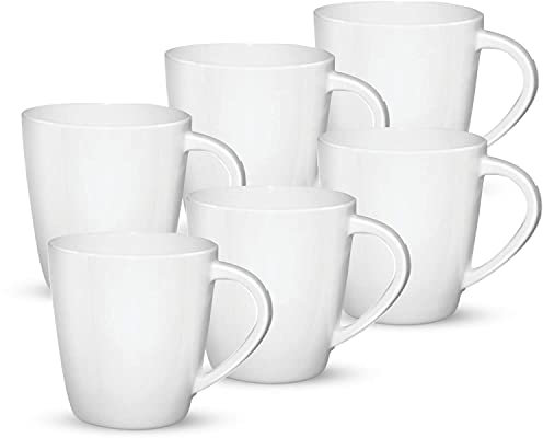 Melamine Mug Set of 6, 200 ml, White