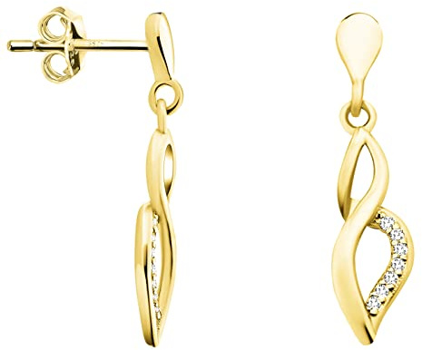 SOFIA MILANI - Damen Ohrringe 925 Silber - vergoldet/golden & mit Zirkonia Steinen - Oval Ohrhänger - E1346
