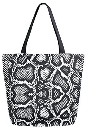 Anantty Serpentin Schlange Haut Druck Canvas Tote Bag Damen Einkaufstasche Bag Tragetasche Wiederverwendbare Tasche Handtasche mit Innentasche für Shopper Reisetasche
