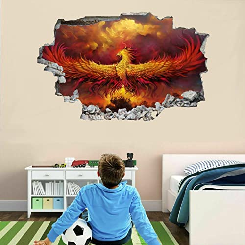 Kuletkear Phönix 3D Wandtattoo I Wandbild Tier Wandaufkleber I Wandsticker Durchbruch Abstrakte Kunst Poster Fensterblick I Wand Deko Aufkleber für Wohnzimmer Schlafzimmer Küche Türaufkleber