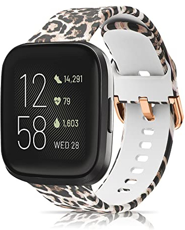 ToVioc Brown Leopard Print Silicone Watch Band for Fitbit Versa 2/Versa/Lite/SE