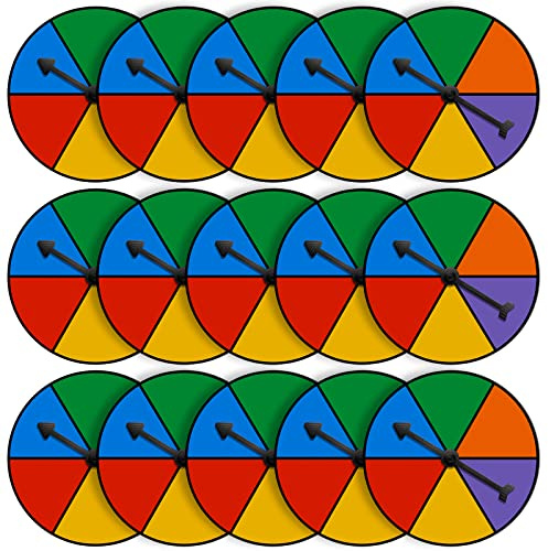 Sotiff 15 Sets Game Spinner Wheel Blank Erasable Math Game Spinner Board with Plastic Rotating Arrows for Prizes