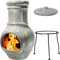 Small Clay Chiminea Outdoor Fireplace Grey