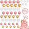 46 Stück Tortendeko Kugeln, Rosa und Gold Kuchen Schaumkugeln Cupcake Topper, Happy Birthday Cake Topper DIY Tortendeko Hochzeit für Hochzeit Hochzeitstag Geburtstag Babyparty