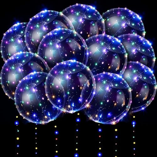 10 Pack LED Ballons,LED Luftballons Leuchtend,Leuchtende Luftballons,Leuchtende Ballons,Luftballons LED 24 Zoll,Luftballons Geburtstag mit Licht,Lichterketten für Geburtstag Valentinstag Party Dekor