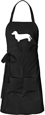 Huuraa Kochschürze Dackel Silhouette Geschenk Schwarz Baumwolle Dackel Geschenkidee