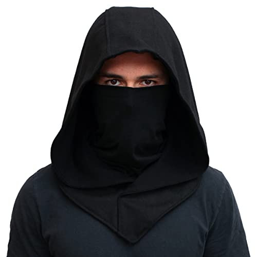 SIC HOODS Assassin Hood Mask Wool Balaclava Adaptable Hoodie Casual Cosplay, Dunkelgrau, Einheitsgre