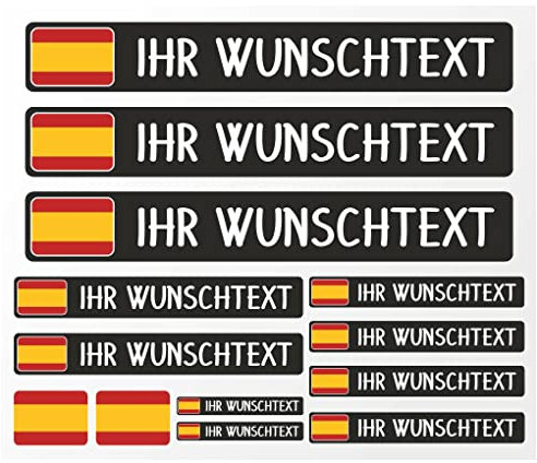 Samunshi® Fahrrad Namensaufkleber Spanien Flagge - Name für Auto Motorrad Fahrrad Helm - Aufkleber Sticker Set personalisiert - Tuningaufkleber