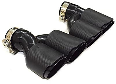 Auspuff Schalldämpfer Doppel-Auspuffspitze Aus Satiniertem Stahl Schalldämpferspitze H-Form Endrohr Auspuffrohrdüse Für BMW 525i 528i 530i G30 G31 2018 5er Auspuffblende (Farbe : Schwarz)
