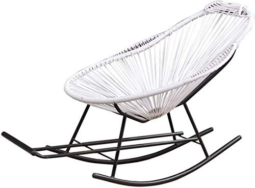 Liegestuhl, Liegestuhl, weißer Rattan-Schaukelstuhl, Gartenmöbel, mit Fußhocker und Armlehne