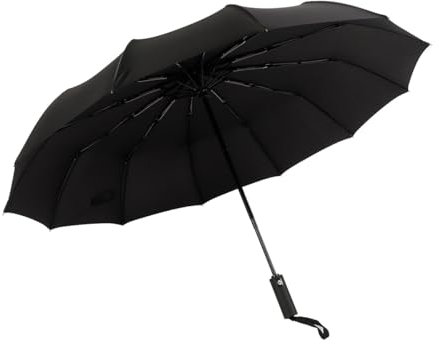A2ZWORLD Paraguas Lluvia, Paraguas Plegable, Negro Clásico