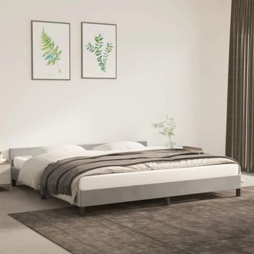 vidaXL Bettgestell mit Kopfteil Hellgrau 200x200 cm Samt