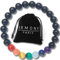 Chakra Armband Echte Steine Yin Yang Damen Männer (L 7 Chakras Schwarz)