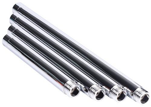 Fuworance One Pcs Straight Shower Head Extension Arm Round Rain Shower Head Extender Bar Stainless Handheld Shower Head Extender Tube G1/2 Inch Connector Shower Arm Extra Hose Pipe Chrome (15cm)