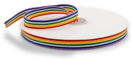 Decoraparty Regenbogen-Band, 1 cm dick, bunt, aus Polyester, für Geschenkverpackungen, Partys, Geburtstage, Feiern, Kreationen – H 10 mm x L 25 m
