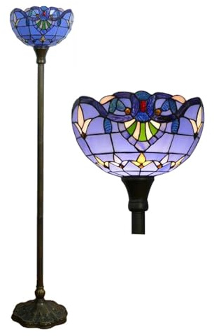 AIBOTY Barocke Stehlampen aus Buntglas Torchiere-Stehlampe im Tiffany-Stil 12 Zoll breite Lese-Stehlampen für Schlafzimmer, Wohnzimmer, Arbeitszimmer, 63 Zoll groß,B