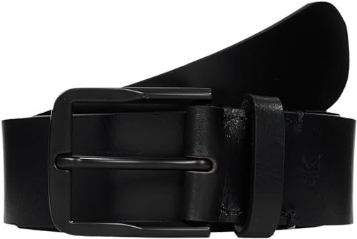 Calvin Klein Herren Gürtel Classic Casual Belt aus Leder, Schwarz (Black/Black), 125 cm