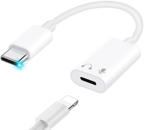 Rydkas Adaptador de audio USB C para Lightning, adaptador de auriculares USB C para iPhone 15 iPad Pro Air MacBook Galaxy S23 S22 y otros dispositivos tipo C