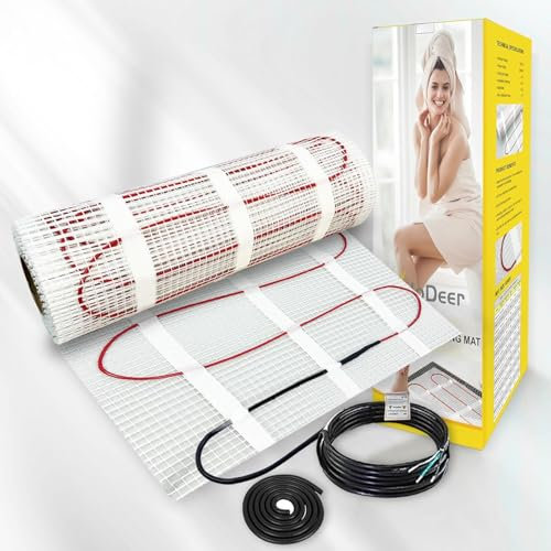 YeloDeer 230V Electric Underfloor Heating Kit with 2m Flexible Conduit 200w/m², 6.0㎡, Heating Floor Mat for Floor Tiles, Ceramic, Porcelain, Stone Floors etc. Perfect Radiant Heating System for Home