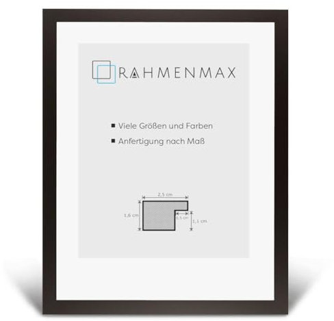 RahmenMax Skane Bilderrahmen Posterrahmen 60x90 cm Standard Formate Braun Dunkelbraun RW Weiss Kunstglas Antireflex