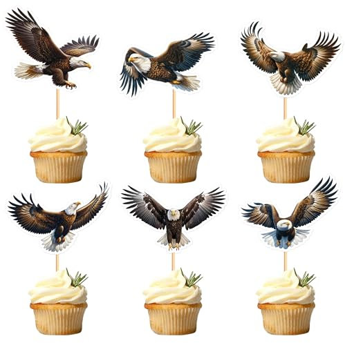 Blumomon 30 Stück Adler Cupcake Topper Dschungel Safari Tiere Kuchen Dekoration Tiere Figur Kuchen Topper Picks für Babyparty Kindergeburtstag Party Supplie