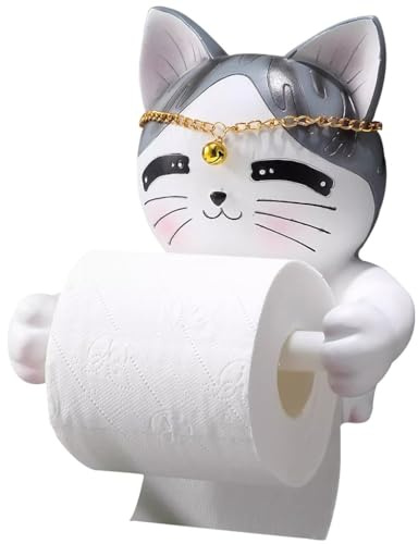 Porte Papier Toilette Mural Original Joli Support Papier Toilette en Forme De Chat, Porte-Papier Hygiénique Simple De Dessin Animé, Porte Rouleau Toilette Mural(B)