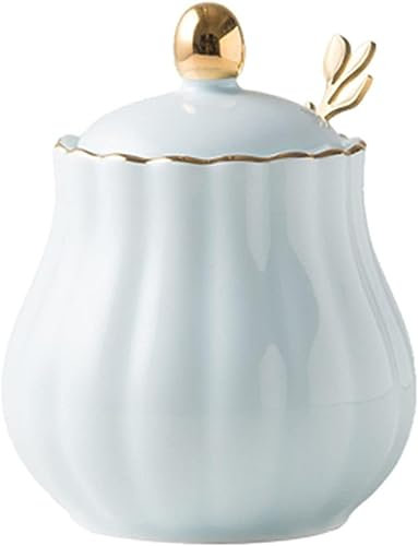 Zuckerdose mit Deckel und Löffel, 300 ml (10,6 oz) Zuckervorratsdose aus Keramik, Zuckertopf aus Porzellan