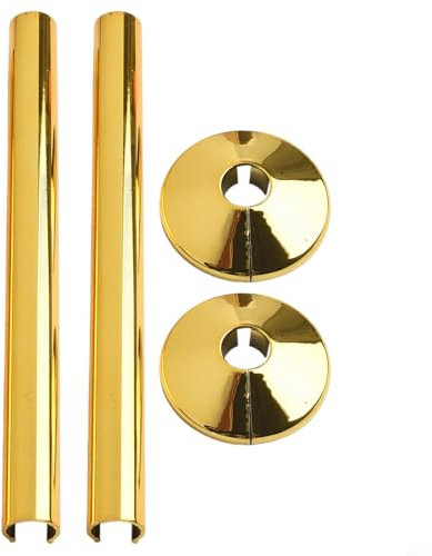 for FACULX 2Pcs Radiator Pipe Covers and 2PCS Pipe Collars, Radiator Pipe Covers 15mm x 200mm and 16mm Radiator Pipe Collars Cover for Radiator Pipe(Gold)