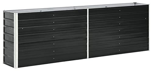 IKAYAA Fioriera da Esterno Fioriera in Metallo Antracite Letto Rialzato in Metallo per Giardino Orto Verticale da Esterno per Balcone e Giardino Orto Telaio Metallico per Ortaggi-240 x 40 x 77 cm