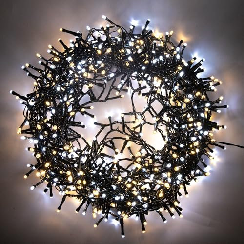 SHATCHI 750 LEDs Fairy String Lights Warm White and Cool White Indoor/Outdoor Christmas Tree/Home/Party/Wedding/Garden Decorations Green Cable 8 Modes Mains Powered Memory Auto Timer