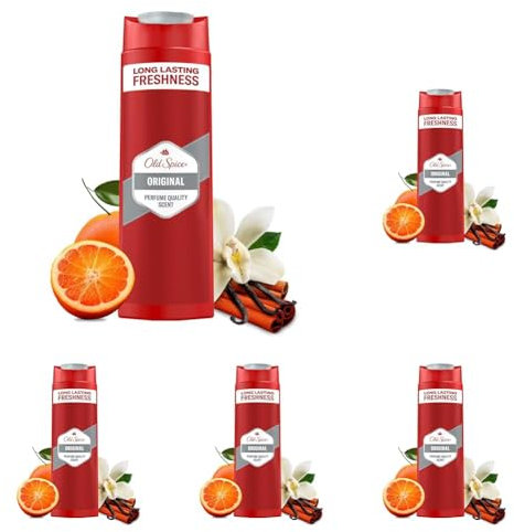 Old Spice Original 3-in-1 Duschgel & Shampoo für Männer (250 ml), Körper-Haar-Gesichtsreinigung Männer, lang anhaltend Frisch (Packung mit 5)